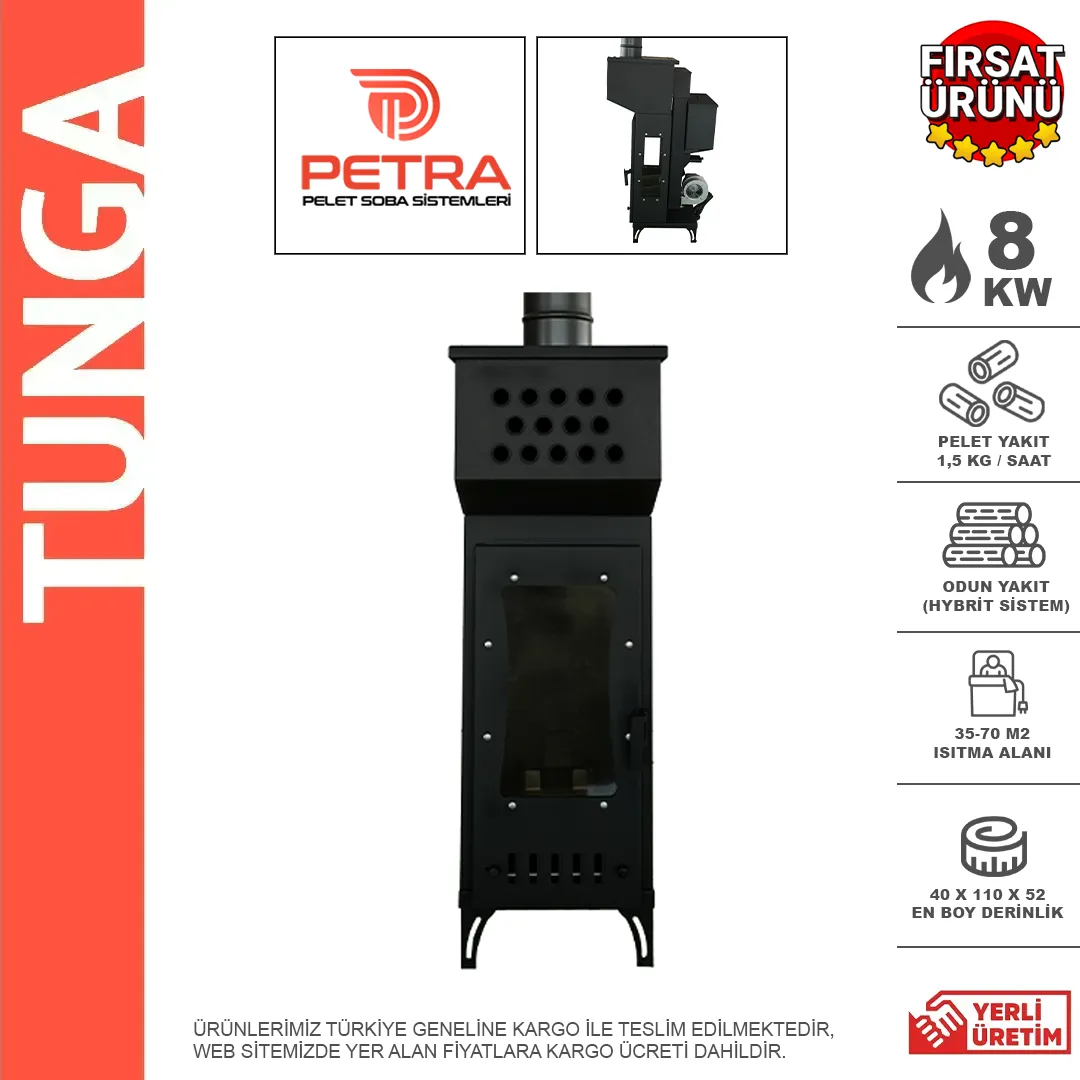 Tunga Fanlı Üflemeli Pelet Soba