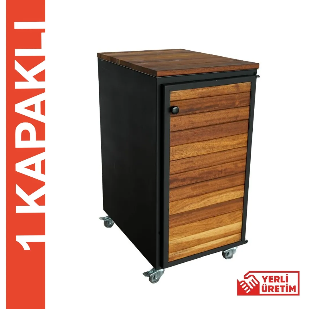 Dekoratif İroka Ahşap Detaylı Tek Kapalı Dolap Modül