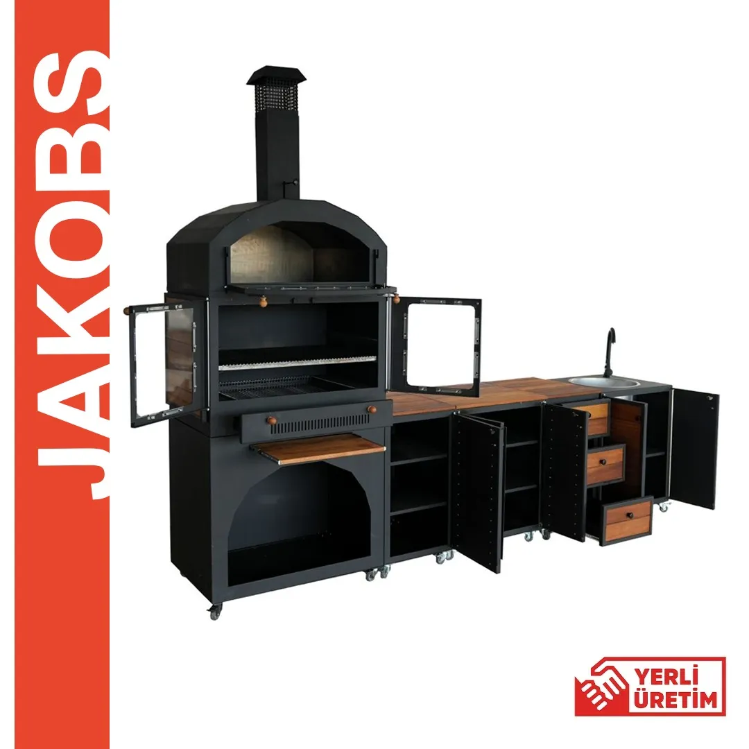 Jakobs L Tipi Eviyeli Bataryalı Tezgahlı Fırınlı Barbekü