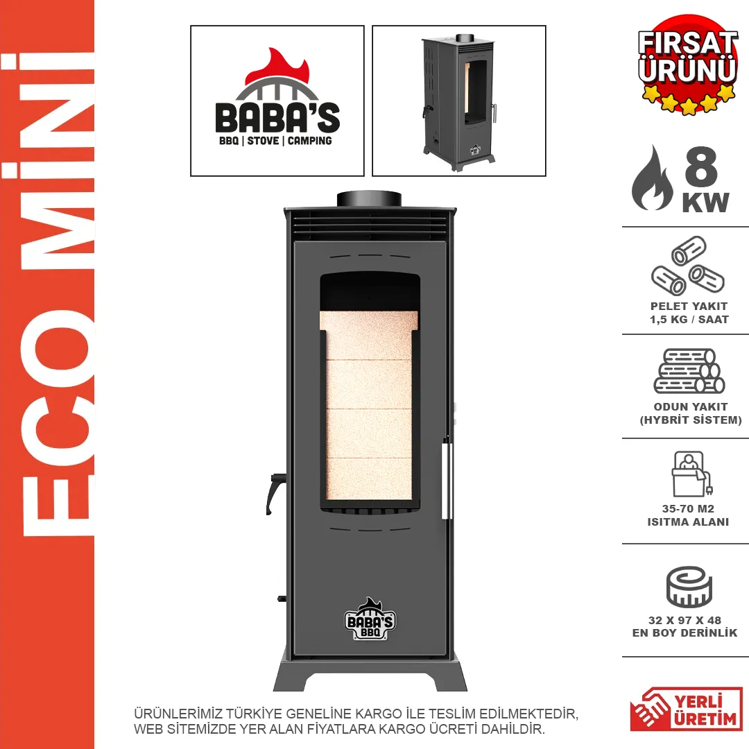 Babas Stove Eco Mini Manuel Odun Ve Pelet Sobası