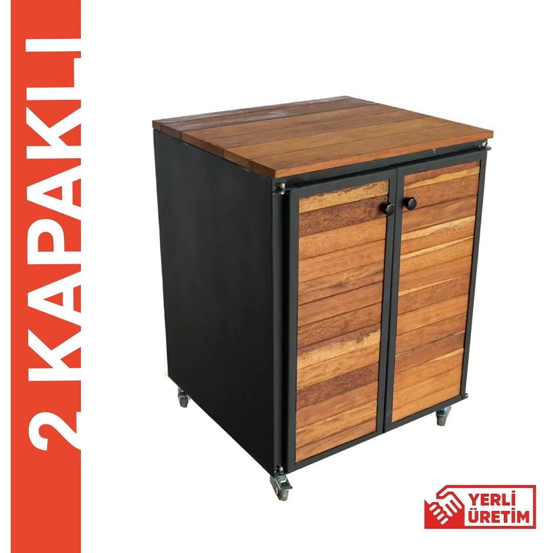Dekoratif İroka Ahşap Detaylı 2 Kapalı Dolap Modül